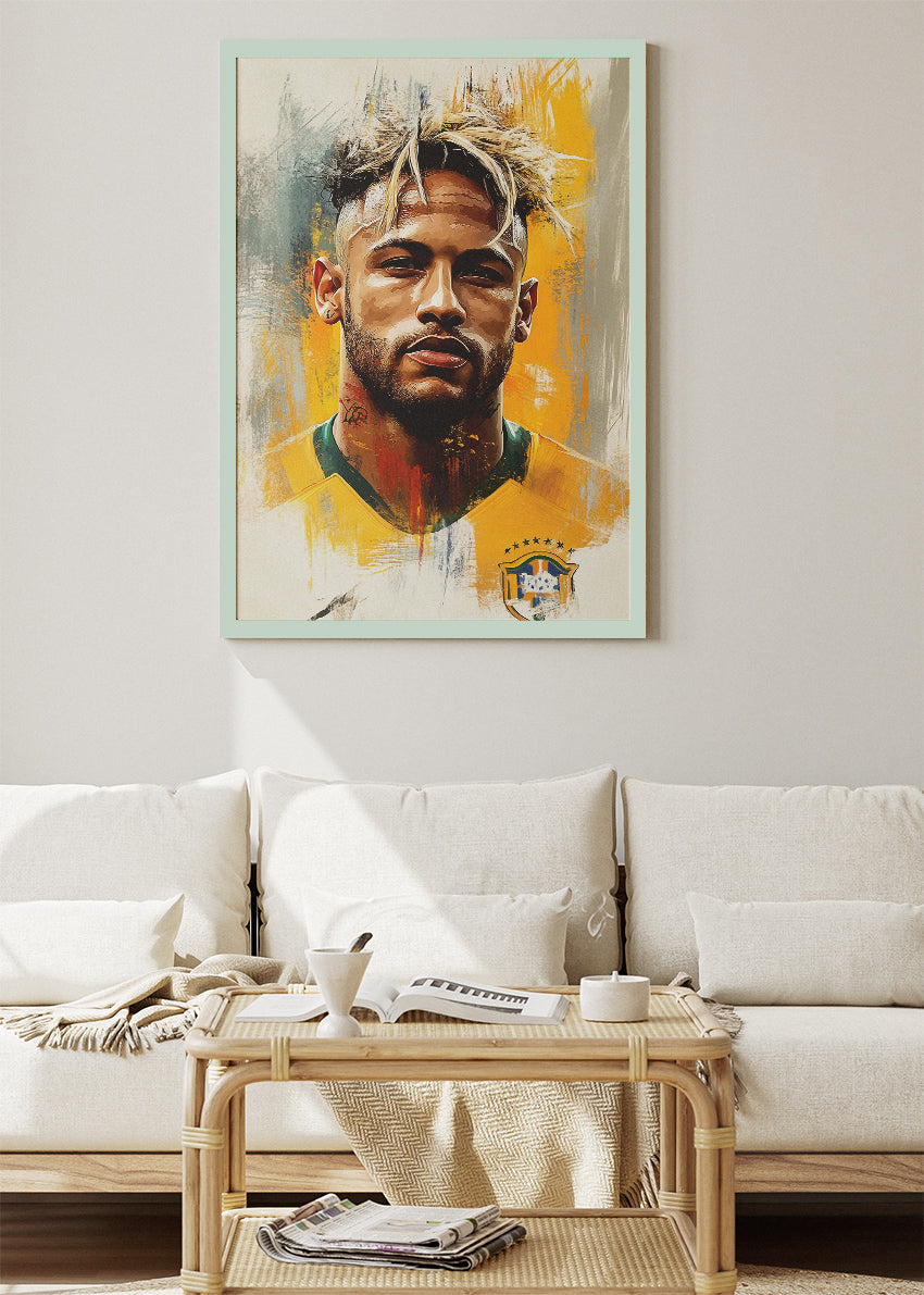 Neymar Brazil Expressive Portrait Wall Art | Iconic Football Poster & Canvas
