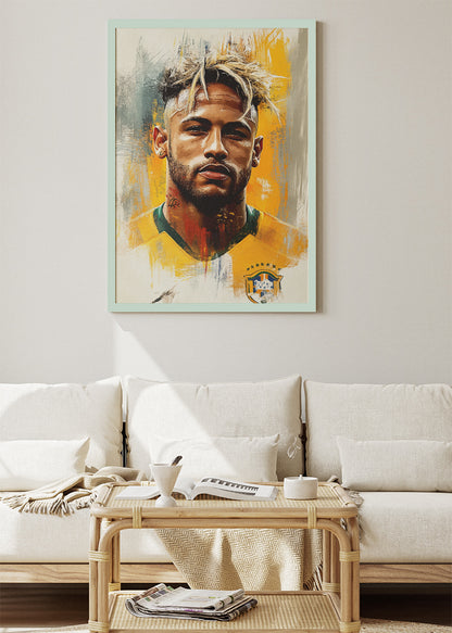 Neymar Brazil Expressive Portrait Wall Art | Iconic Football Poster & Canvas