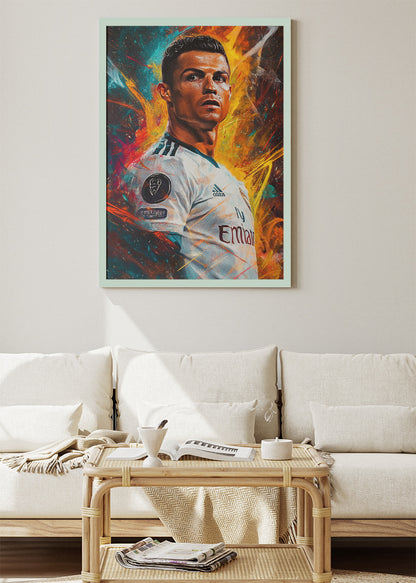 Cristiano Ronaldo Real Madrid Expressive Portrait Wall Art | Iconic Football Poster & Canvas
