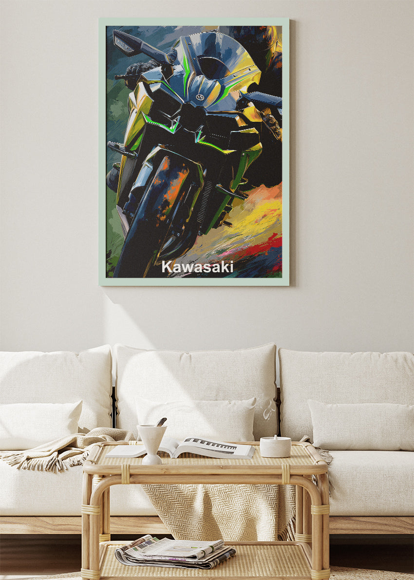 Kawasaki Superbike Power Wall Art Poster & Canvas