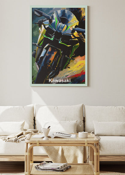 Kawasaki Superbike Power Wall Art Poster & Canvas