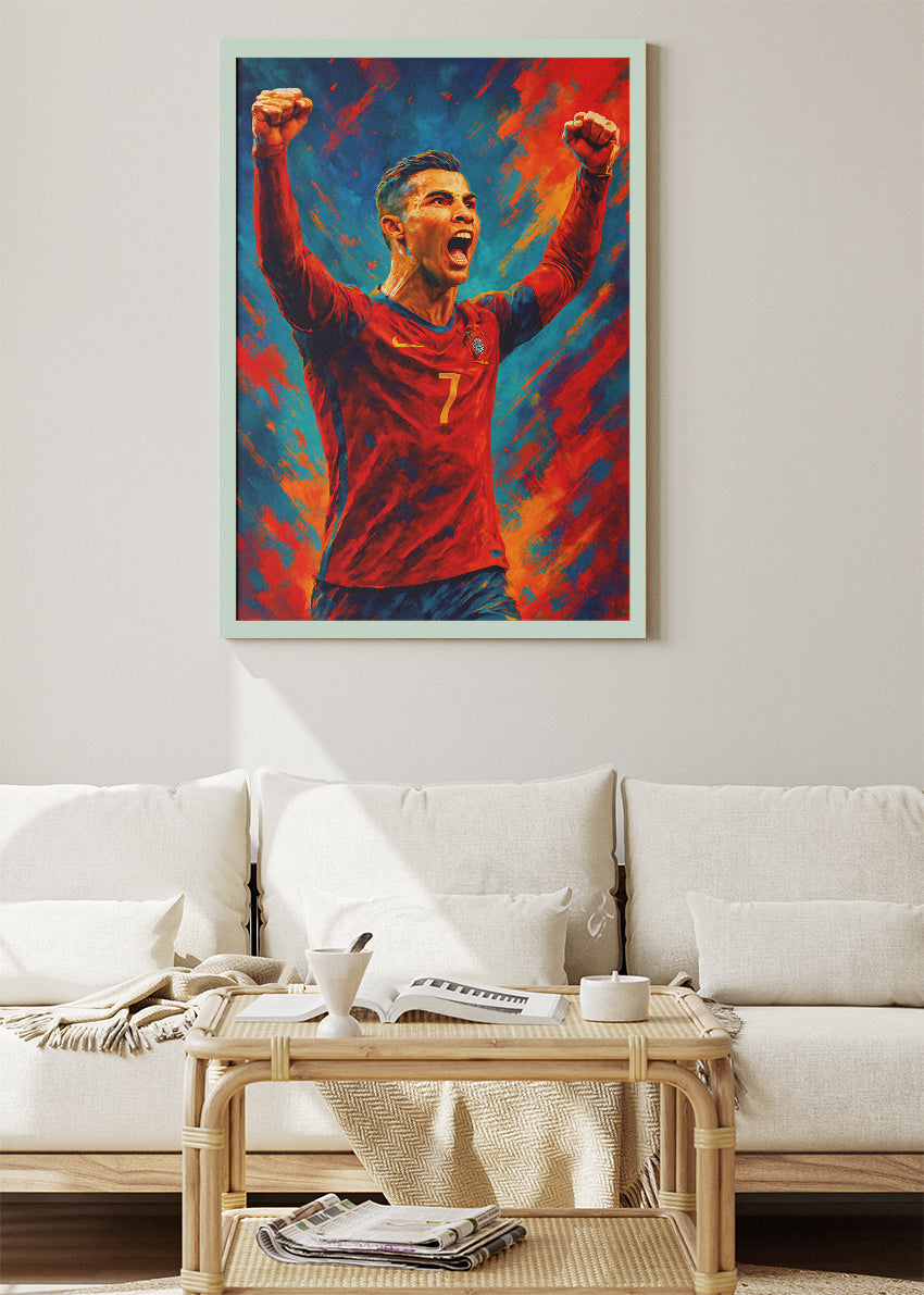 Cristiano Ronaldo Portugal Victory Celebration Wall Art | Iconic Football Poster & Canvas