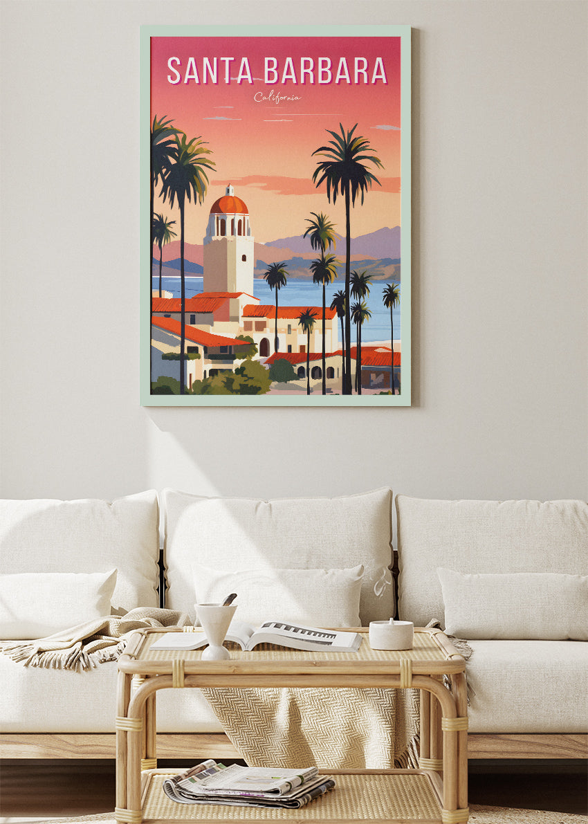 Santa Barbara California Poster & Canvas Print – Coastal Sunset Wall Art
