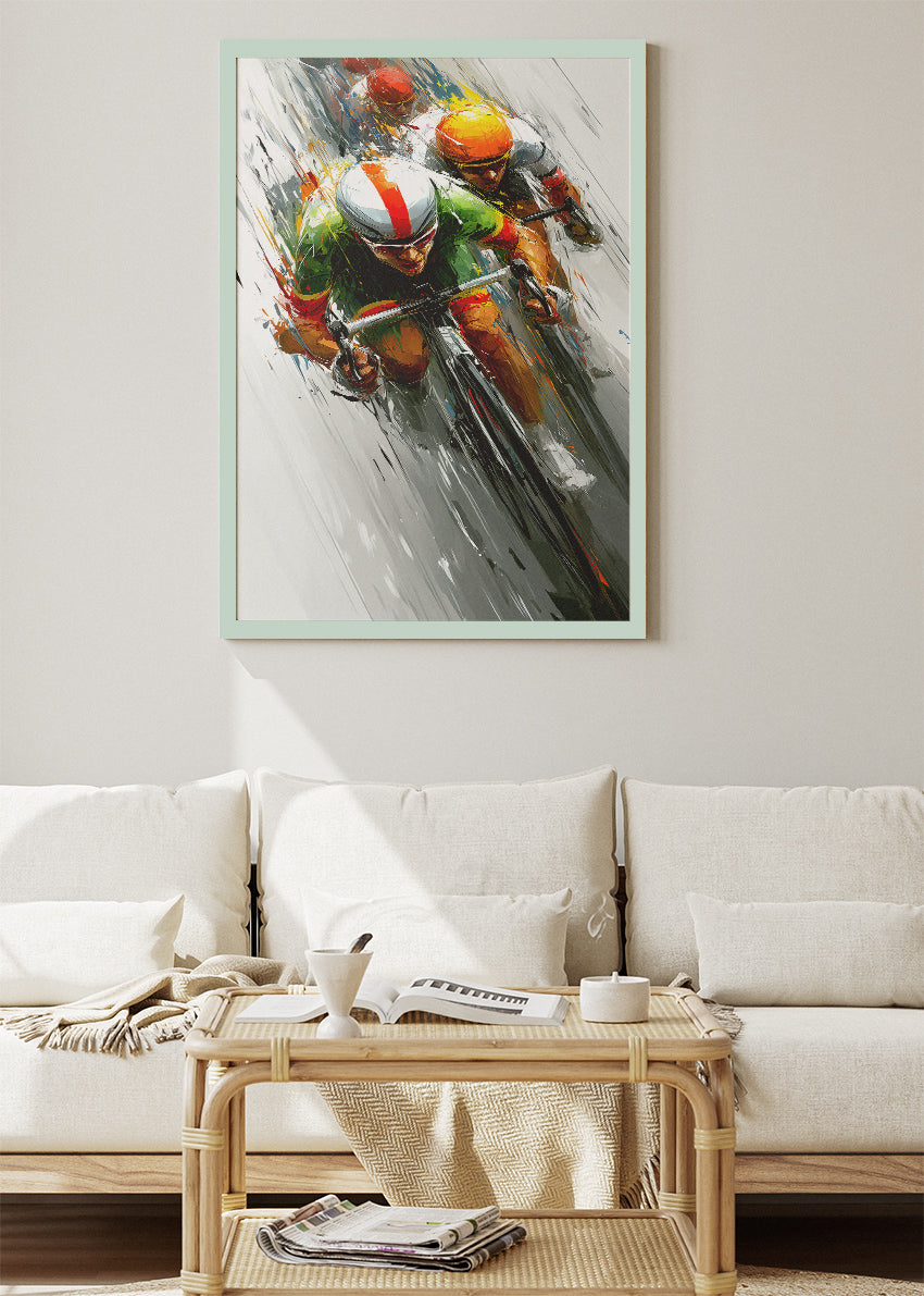 Racing Cyclists Art Print & Canvas – High-Speed Road Cycling Wall Art