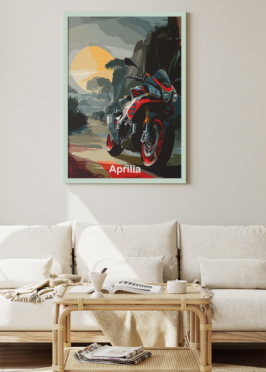 Aprilia Dusk Ride Motorcycle Wall Art Poster & Canvas