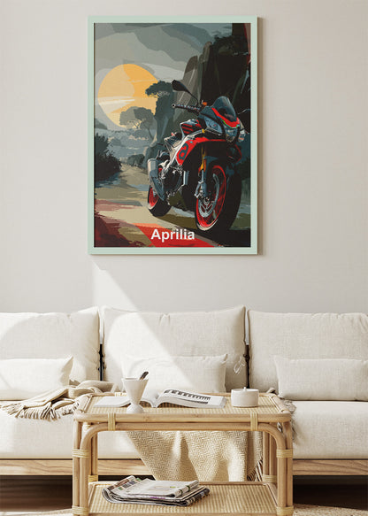 Aprilia Dusk Ride Motorcycle Wall Art Poster & Canvas