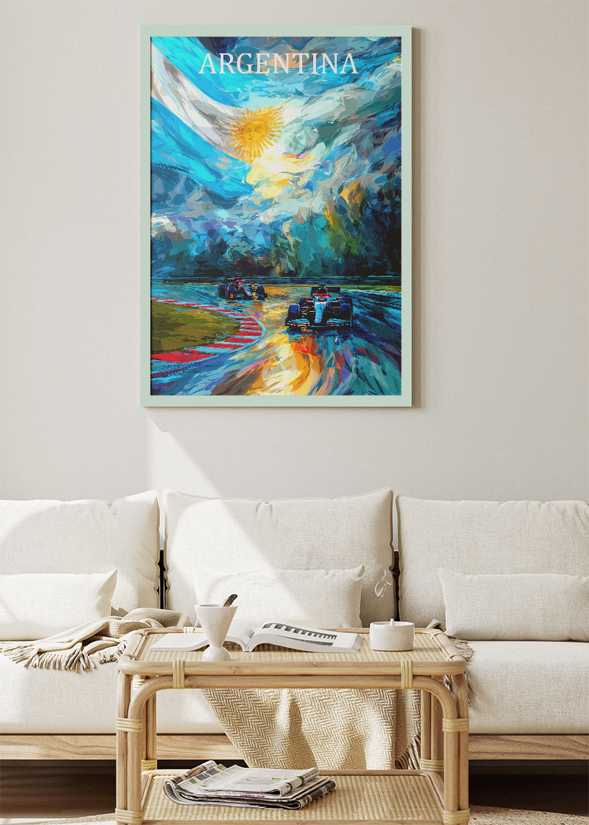 Argentina Formula Racing National Colors Poster & Canvas Print | Expressive Motorsport Wall Art