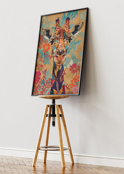 Floral Giraffe Poster & Canvas Print – Colorful Artistic Safari Wall Art
