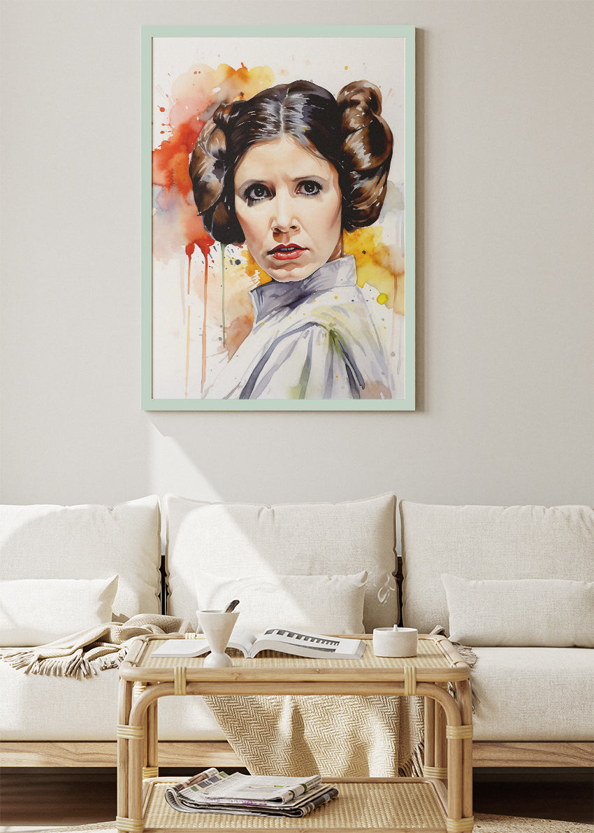 Princess Leia Watercolor Portrait Canvas & Poster Print – AI PRINT LAB