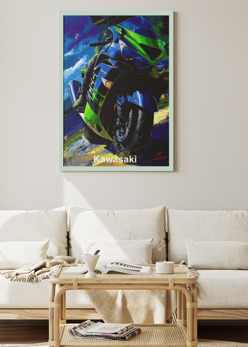 Kawasaki Superbike Speed Power Wall Art Poster & Canvas