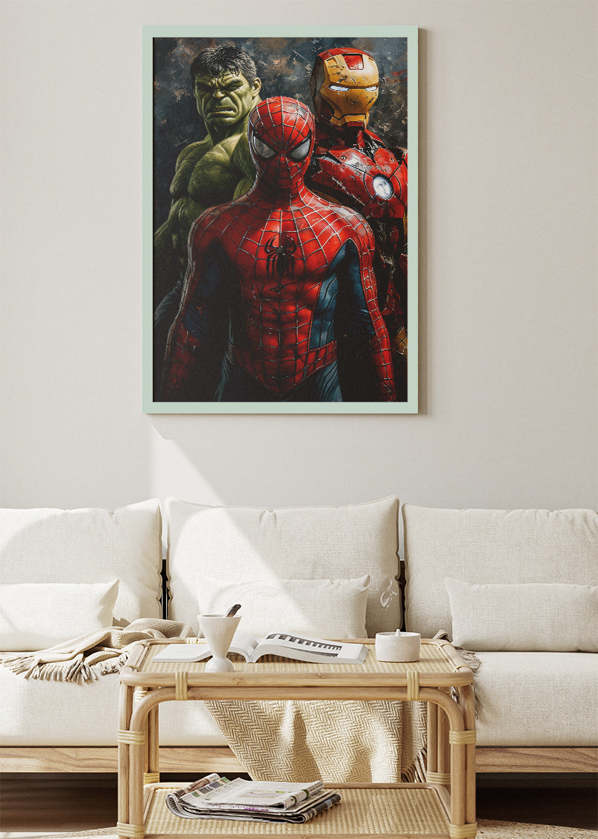 Spider-Man, Iron Man & Hulk Superhero Trio Canvas & Poster Print – AI PRINT LAB