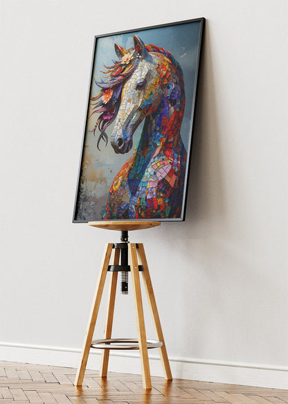 Mosaic Horse Portrait Poster & Canvas Print – Colorful Abstract Equine Art