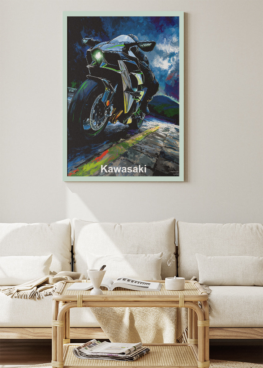 Kawasaki Midnight Power Superbike Wall Art Poster & Canvas