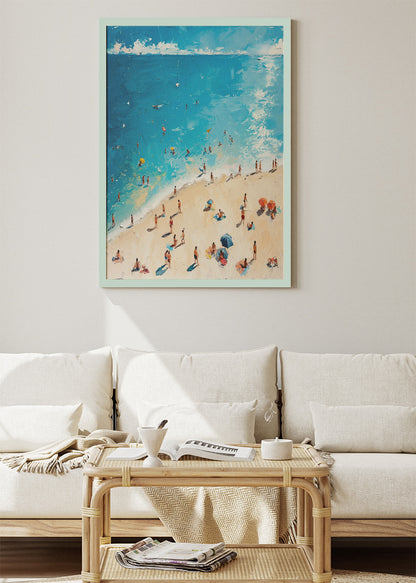 Azure Shoreline – Modern Impressionist Beach Canvas & Poster Print – AI PRINT LAB