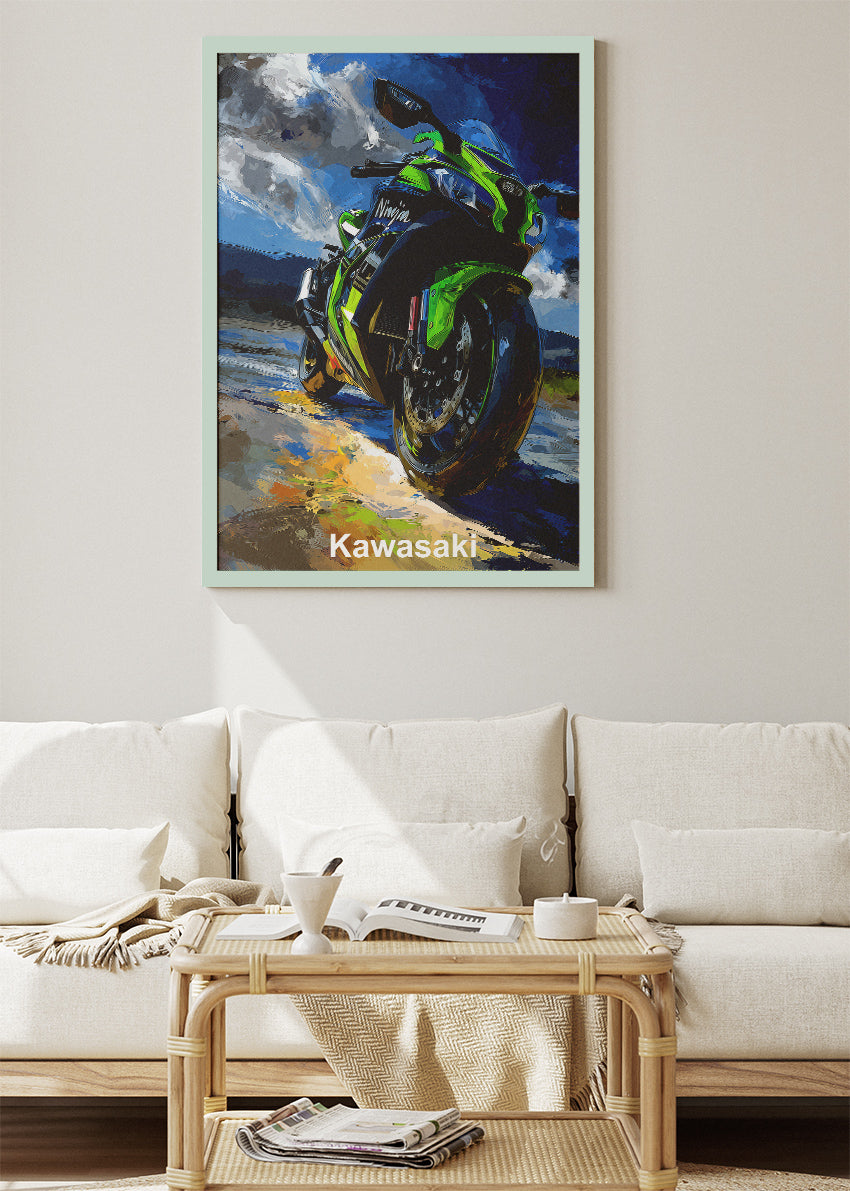 Kawasaki Ninja Power Ride Superbike Wall Art Poster & Canvas