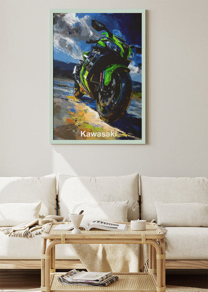 Kawasaki Ninja Power Ride Superbike Wall Art Poster & Canvas
