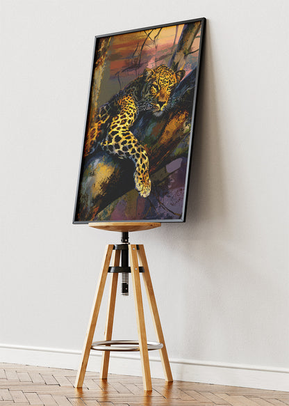 Resting Leopard on Tree Poster & Canvas Print – Vibrant Wildlife Art