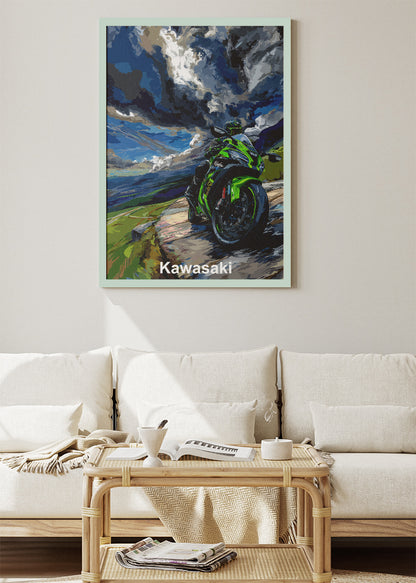 Kawasaki Ninja Storm Ride Superbike Wall Art Poster & Canvas