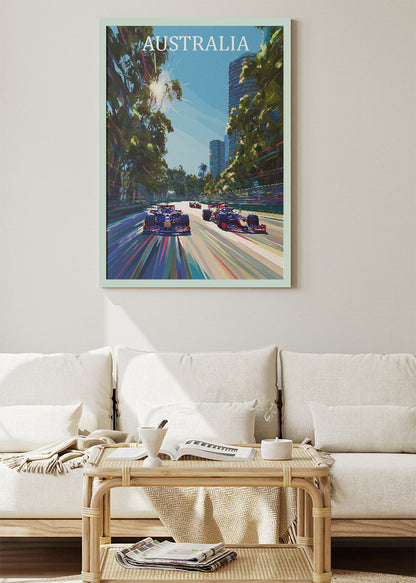 Australia Formula Racing City Poster & Canvas Print | Dynamic Motorsport Wall Art