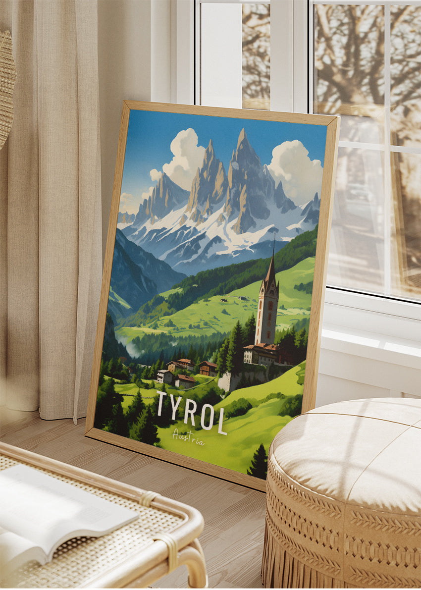 Tyrol Austria Travel Poster & Canvas Print – Alpine Mountain Landscape Wall Art
