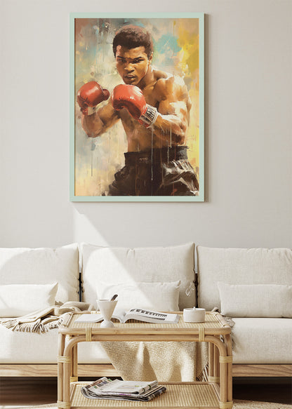 Muhammad Ali Boxing Action Portrait Poster & Canvas Art Print – Power and Movement Wall Art
