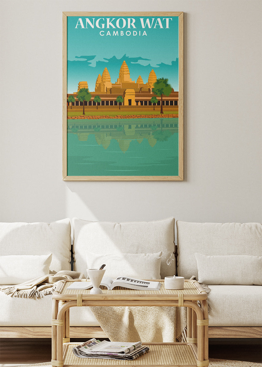 Angkor Wat Cambodia Travel Poster & Canvas Print – Temple Wall Art