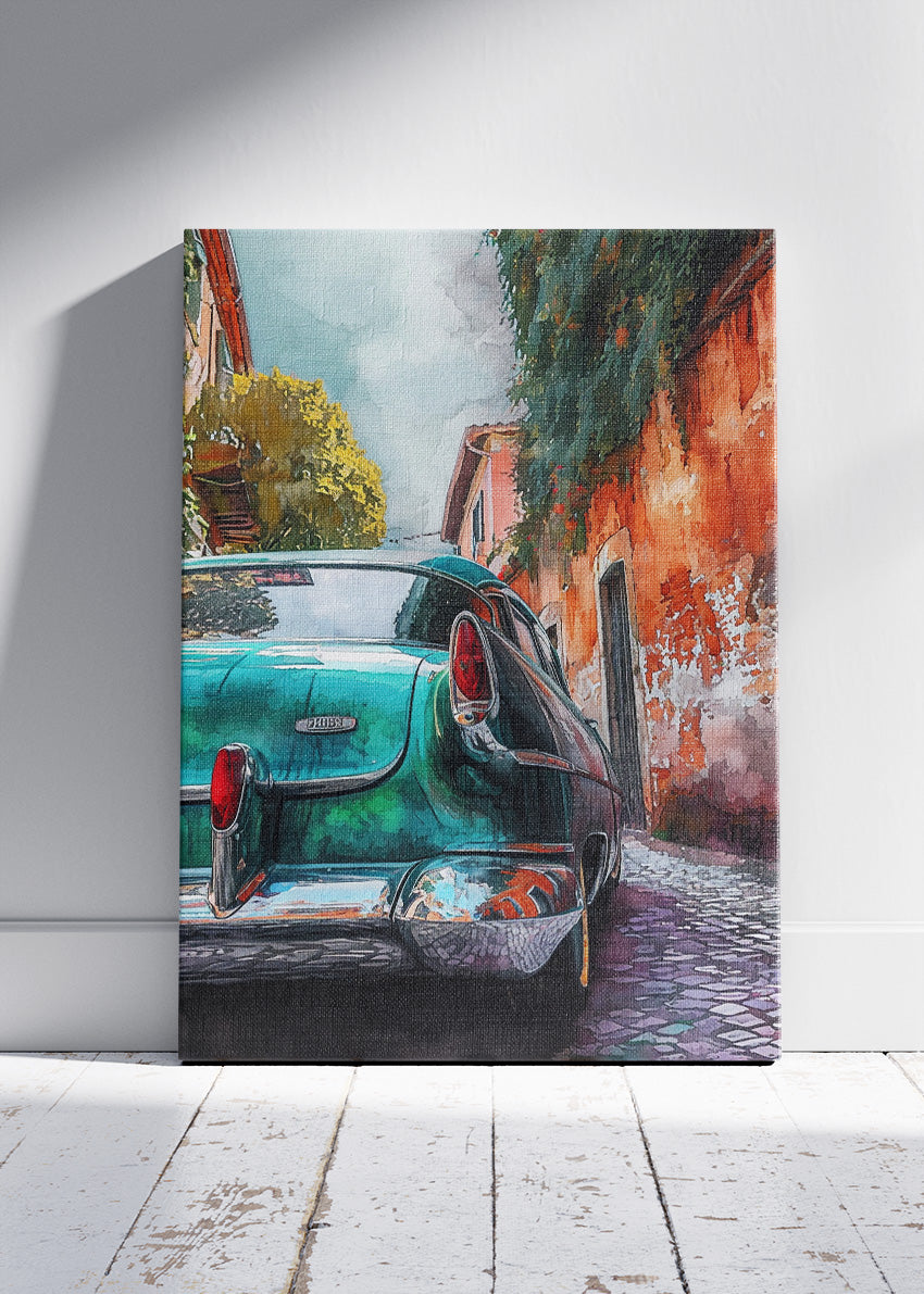 Cadillac Coupe DeVille Vintage Street Art Poster & Canvas Print – Classic American Car Urban Wall Art