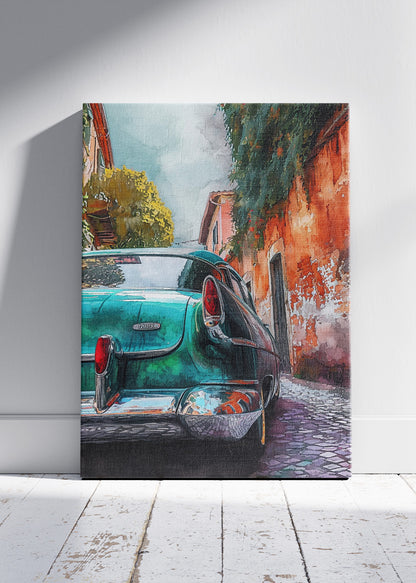 Cadillac Coupe DeVille Vintage Street Art Poster & Canvas Print – Classic American Car Urban Wall Art