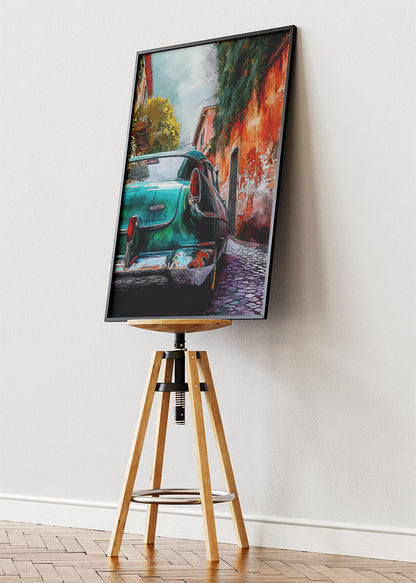 Cadillac Coupe DeVille Vintage Street Art Poster & Canvas Print – Classic American Car Urban Wall Art
