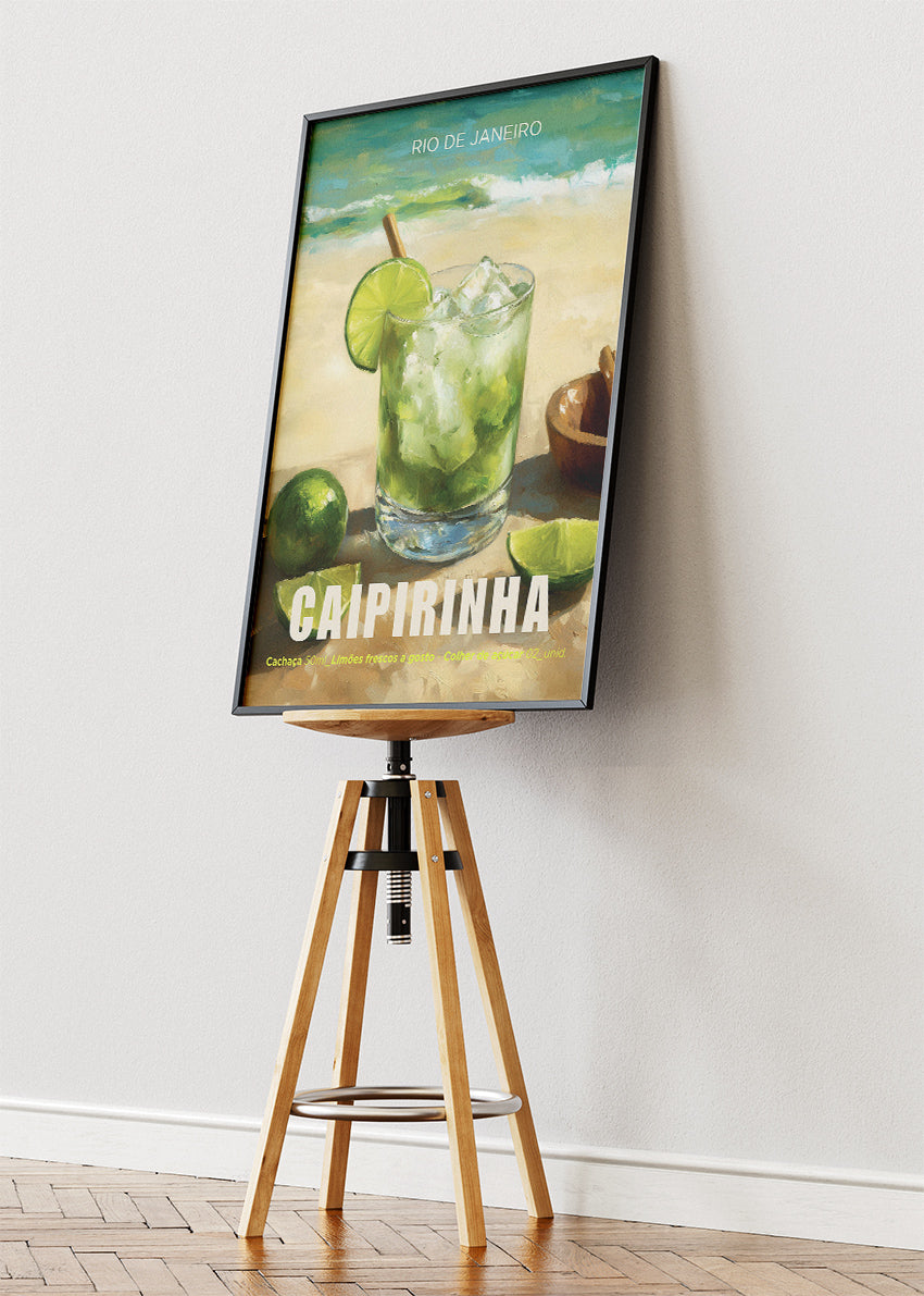 Caipirinha Cocktail Poster & Canvas Print | Rio de Janeiro Beach Bar Wall Art