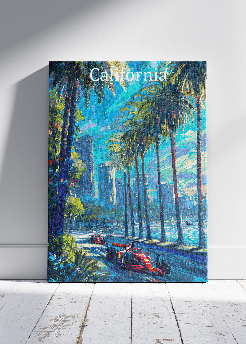 California Formula One Palm Street Circuit Poster & Canvas | Cinematic Motorsport Wall Art