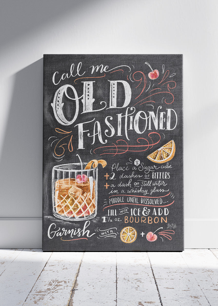 Call Me Old Fashioned Chalkboard Cocktail Poster & Canvas Print | Whiskey Bar Wall Art