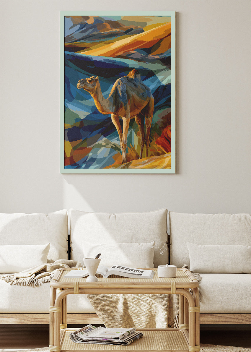 Camel Desert Landscape Poster & Canvas Print – Colorful Modern Art