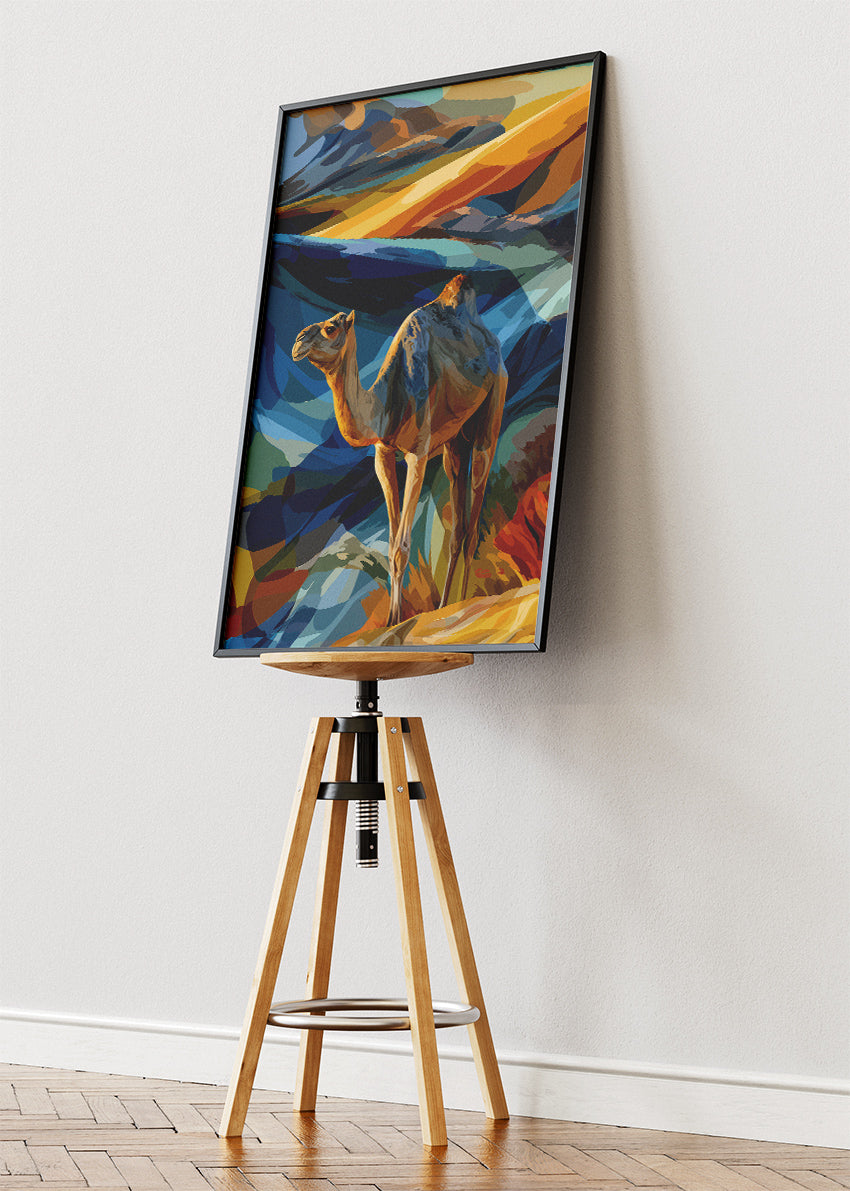 Camel Desert Landscape Poster & Canvas Print – Colorful Modern Art