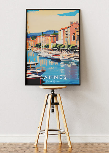 Cannes French Riviera Poster & Canvas Print – Vintage Coastal Travel Art