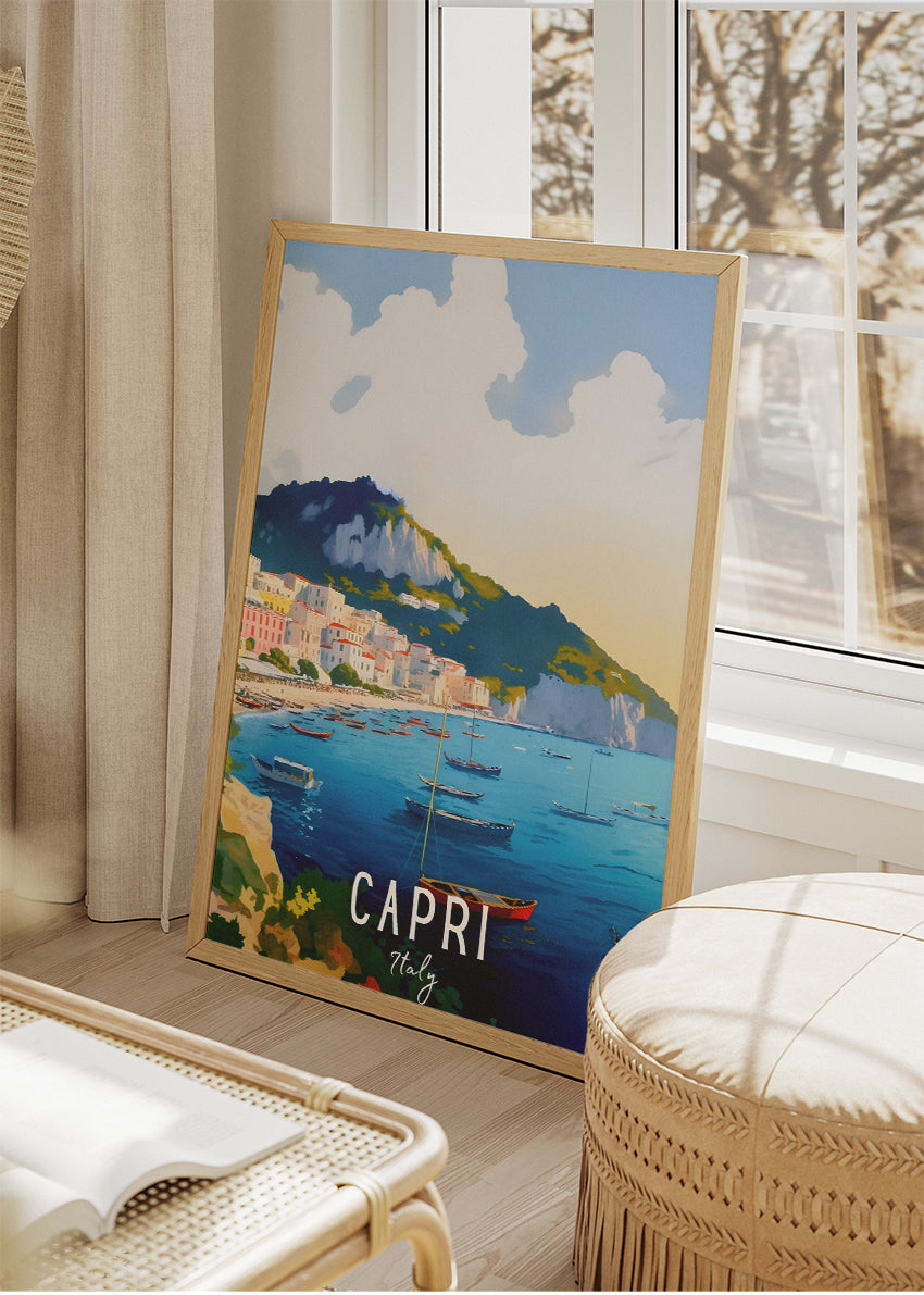 Capri Italy Poster & Canvas Print – Illustrated Mediterranean Island Art