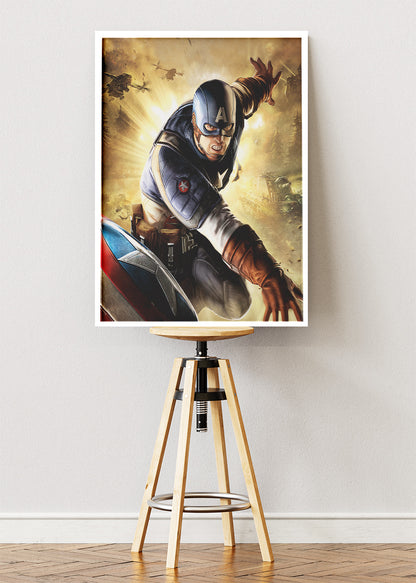Captain America – Epic Action Hero Canvas & Poster Print – AI PRINT LAB