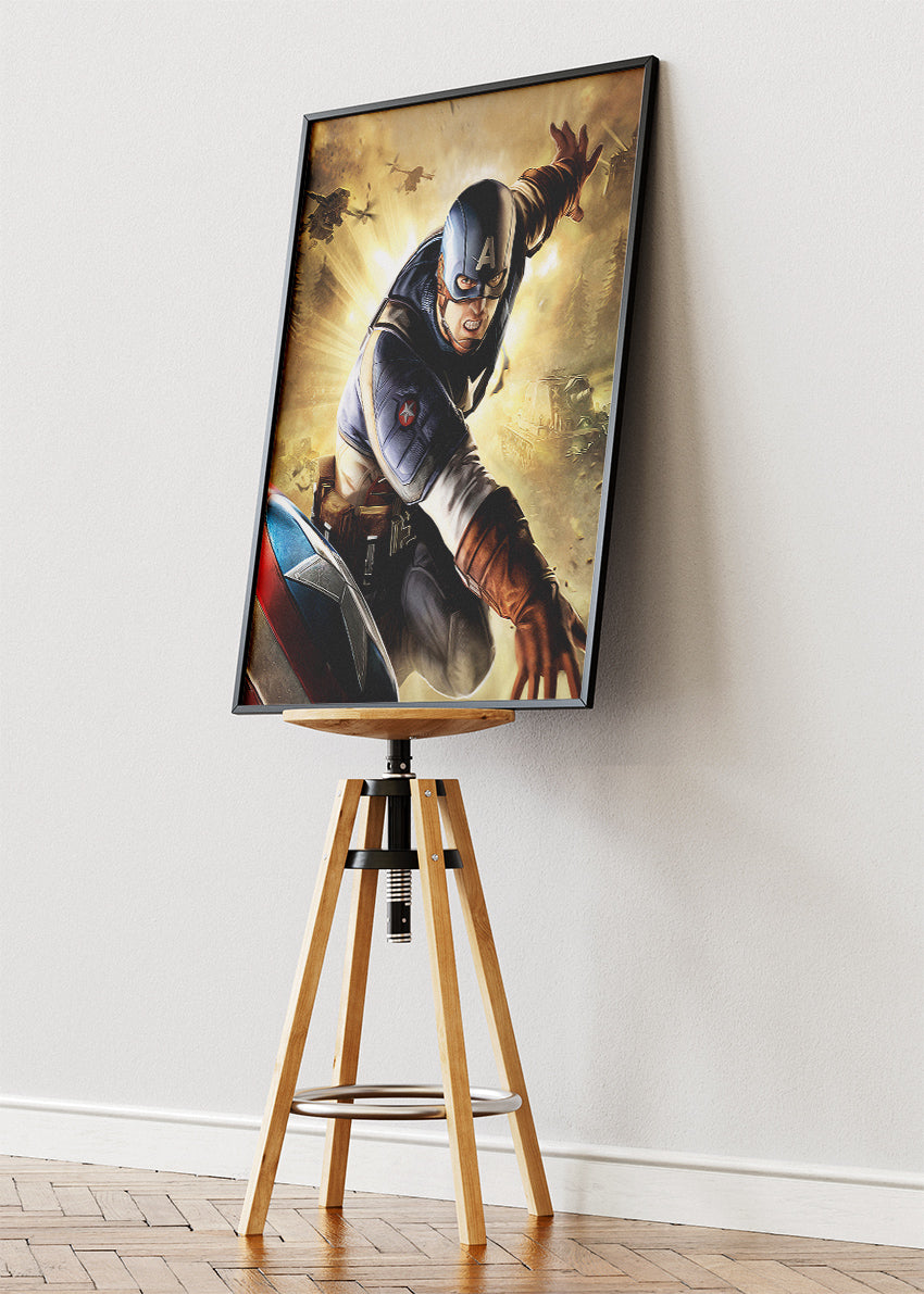 Captain America – Epic Action Hero Canvas & Poster Print – AI PRINT LAB