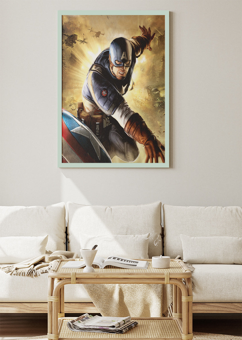 Captain America – Epic Action Hero Canvas & Poster Print – AI PRINT LAB