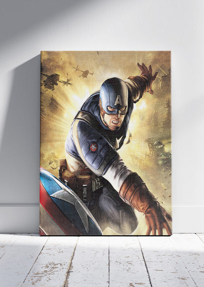 Captain America – Epic Action Hero Canvas & Poster Print – AI PRINT LAB