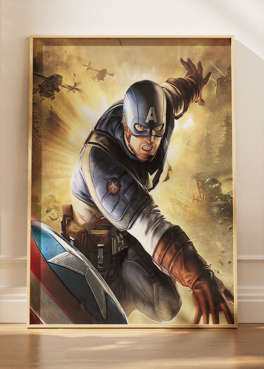 Captain America – Epic Action Hero Canvas & Poster Print – AI PRINT LAB