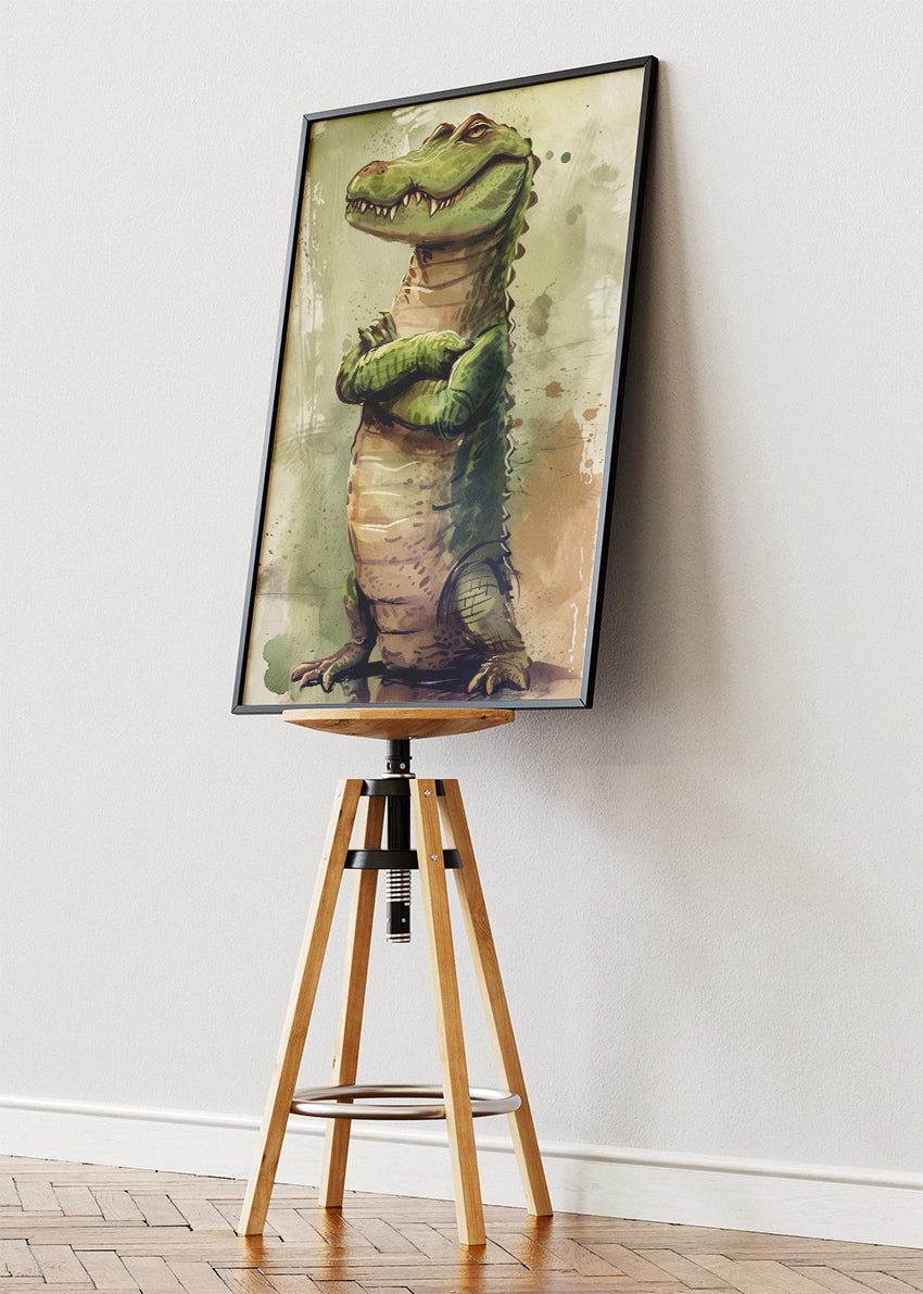 Cartoon Crocodile Canvas Print & Poster – Cute Jungle Animal Wall Art – AI PRINT LAB