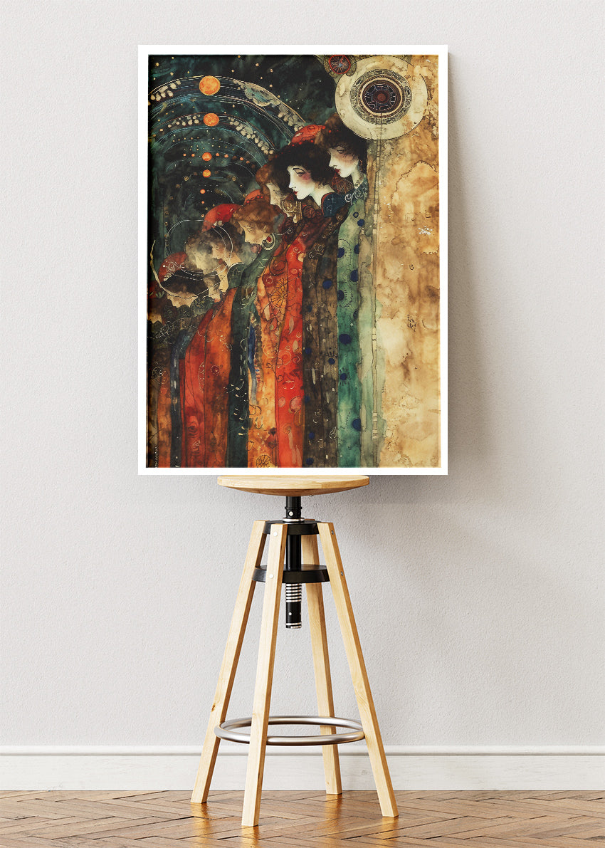 Celestial Women Art Nouveau Canvas & Poster Print – AI PRINT LAB