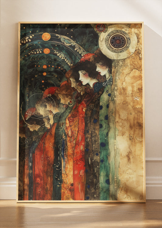 Celestial Women Art Nouveau Canvas & Poster Print – AI PRINT LAB