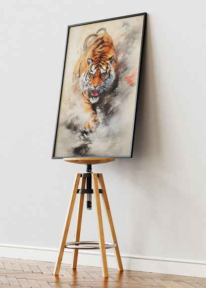 Charging Tiger Canvas Print & Poster – Powerful Wildlife Wall Art