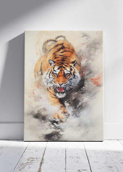 Charging Tiger Canvas Print & Poster – Powerful Wildlife Wall Art
