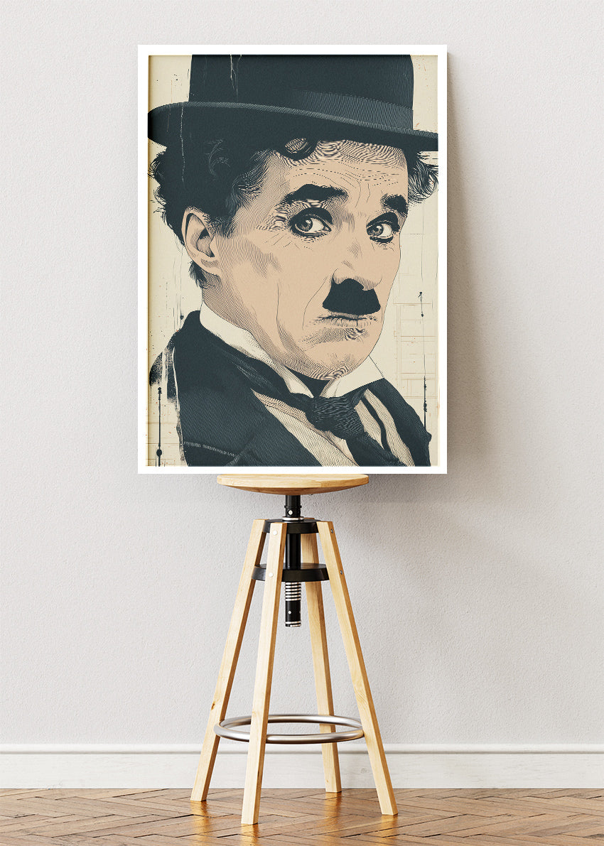 Charlie Chaplin Classic Close-Up Portrait Wall Art Poster & Canvas Print