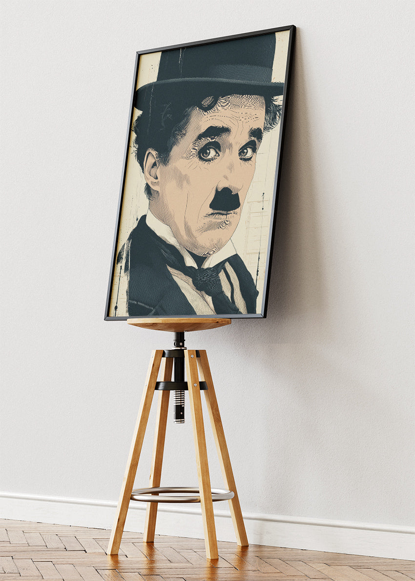 Charlie Chaplin Classic Close-Up Portrait Wall Art Poster & Canvas Print
