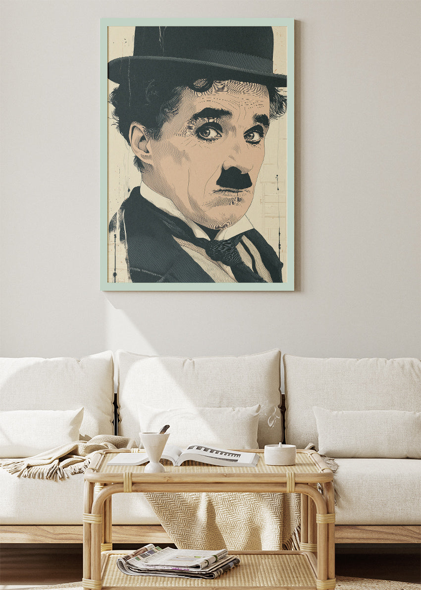 Charlie Chaplin Classic Close-Up Portrait Wall Art Poster & Canvas Print