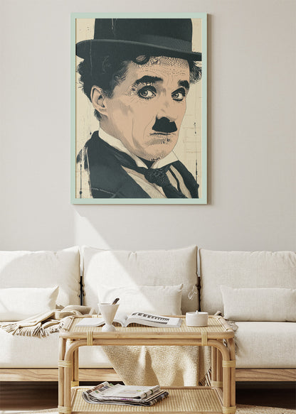 Charlie Chaplin Classic Close-Up Portrait Wall Art Poster & Canvas Print